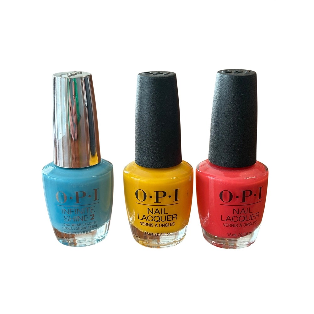 OPI Nail Lacquer 3 Pack Blue Yellow Red New